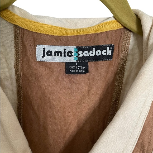 Jamie Sadock Cream and Brown Casual Button Down Shirt Large - Picture 3 of 3
